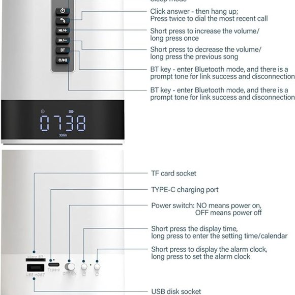 MUSKY DY28S Multi-function Wireless Bluetooth Speaker NIGHT LIGHT *NEW* - Picture 4 of 8